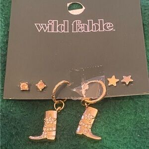 Gold Western Boot & Star Earring Set | Wild Fable | 3 Pairs | Nickel Free